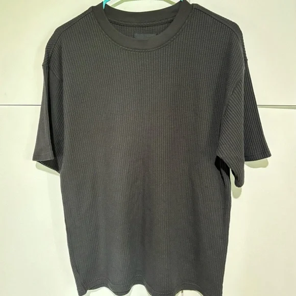PacSun Mens T-Shirt Waffle Knit Small Short Sleeve Dark Gray Tee Shirt - Picture 2 of 8